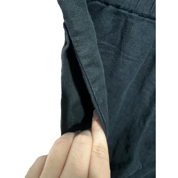 Cos Linen Pants Cuffed Drawstring Loose Fit Ankle In Washed Out Black Size 8 - Picture 5 of 9